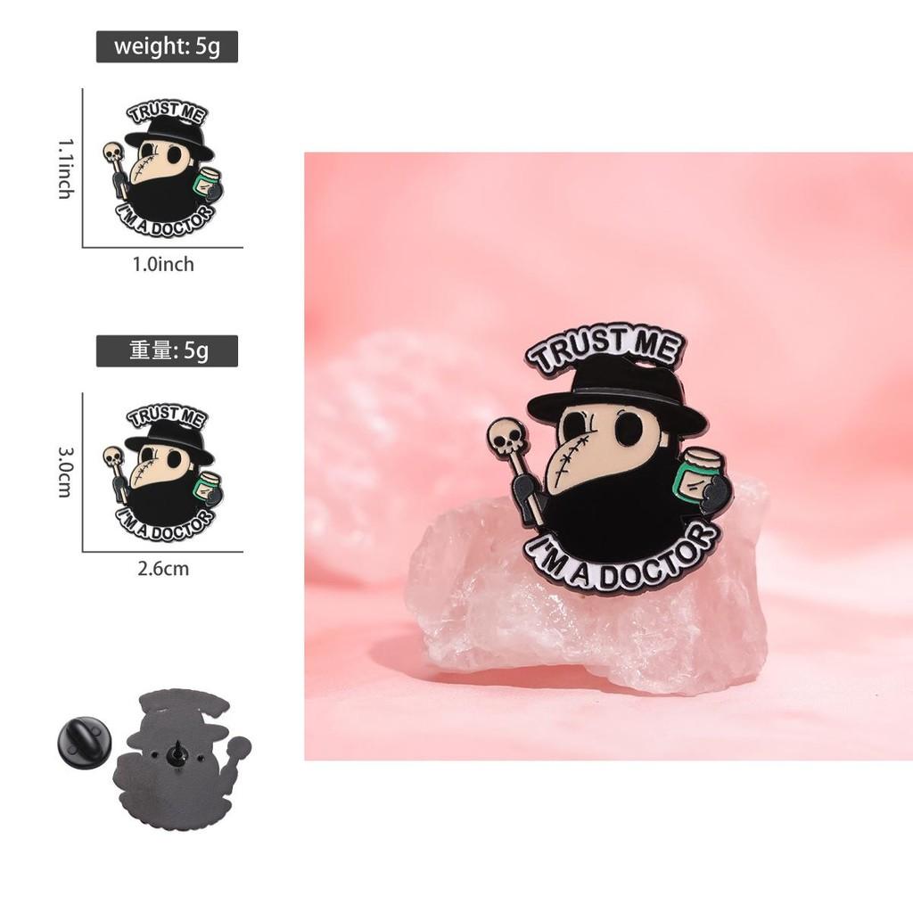 Stylish Alloy Cartoon Character Brooch Doctor Mask Inspired Badge For Fashion Enthusiasts