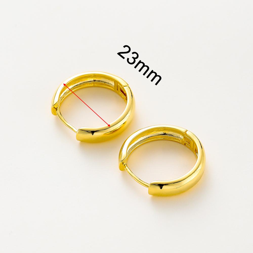 14K 18K Gold Plated Round Circle Gold Plated Hoop Earrings For Women Korean Fashion Ring Earrings Jewelry Accessories