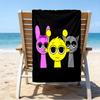 proof beach towel with a Sprunki Game1 pattern - soft,absorbent,quick-drying,machine washable - perfect for swimming,camping,bathing