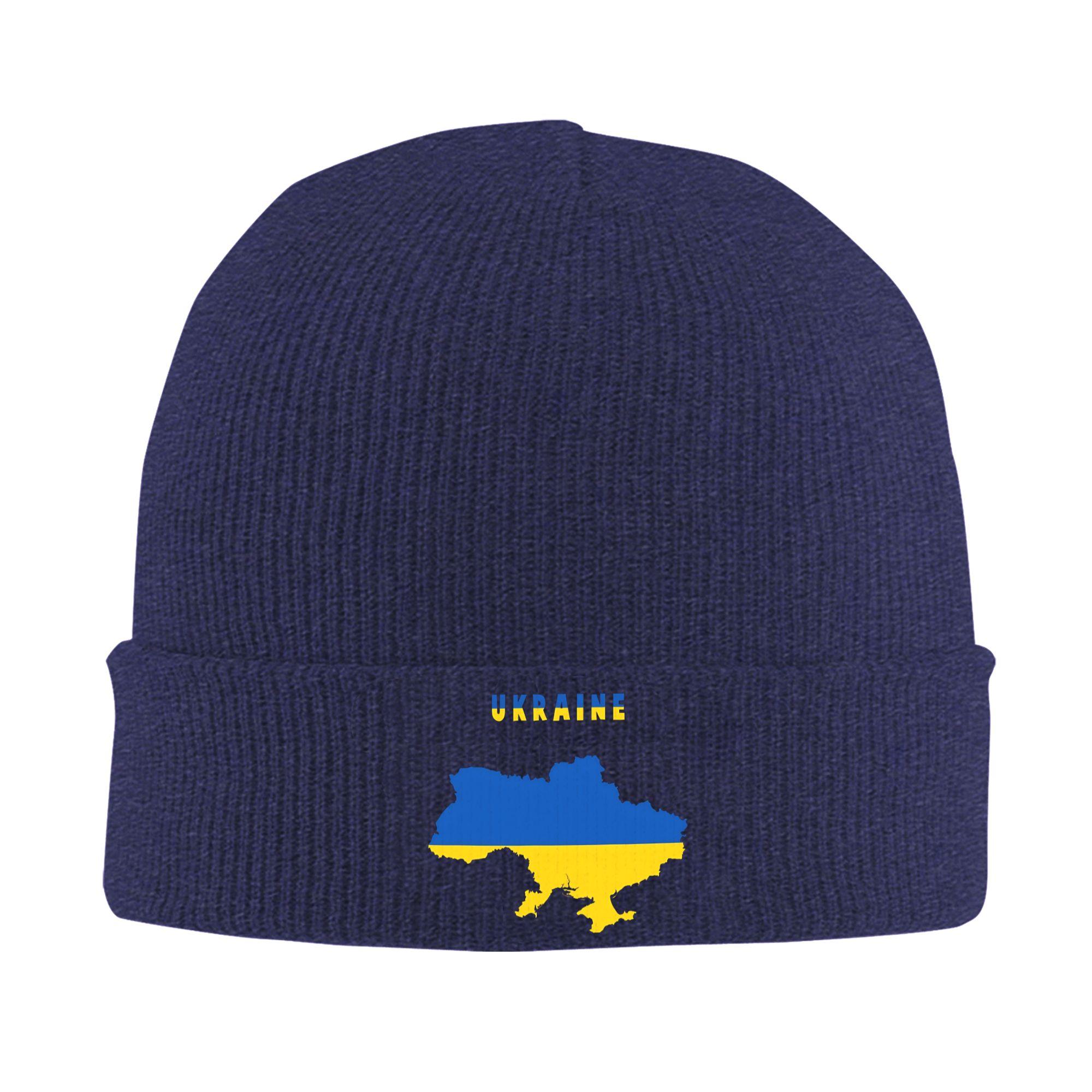 

Ukrainian Flag Inside Map Of Ukraine Knitting Hat Casual Caps Unisex Women Unisex Beanie Hats Winter Thermal Elastic Bonnet Hats One Size