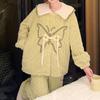 Warmes Pyjama-Set für Damen, Winter, verdickter Winter, Korallensamt-Pyjama, Flanell, große Größe, Pyjama, Heimkleidung