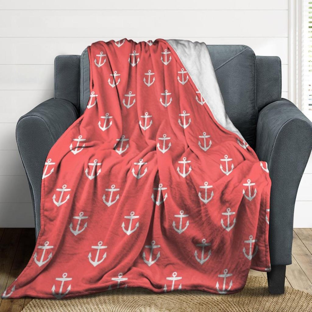 Nautical Anchor Blanket Gift for Boaters Sailors Birthday Christmas Sea Ocean Theme Throw Blanket for Couch Bed Sofa Chair Dorm