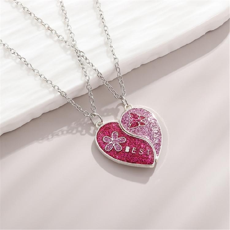 Friendship Pendant Necklace Set Magnetic Clasp Neck Chain Pair Women's Best Friend Necklaces with Heart Pendant