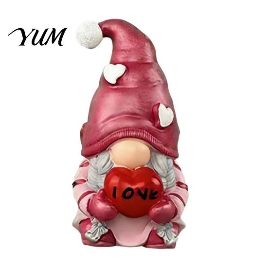 Decoraciones Impresas por Ambos Lados Figura de Gnomo Navideño, Tomte de Resina con Sombrero de Árbol y Adornos de Madera de Reno Astas, Decoración de Mesa Festiva