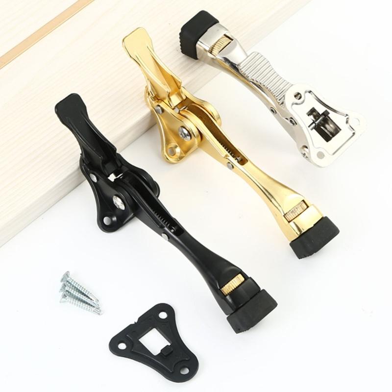 2Pcs Easy Pedals Kick Down Door Stop Adjustable Door Holder Wall Protector Zincs Alloy Doorstop with Rubber Tip