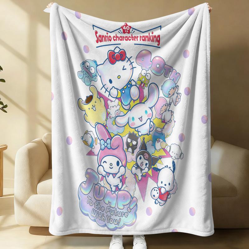 Sanrio 40th Anniversary Flannel Blanket Soft Warm Plush Throw For Couch Bed Cover Camp Lightweight Summer Nap Blanket Fan Gift
