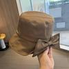 Elegant bow basin hat women's spring and autumn face small sunshade bucket hat fashionable versatile sunscreen hat