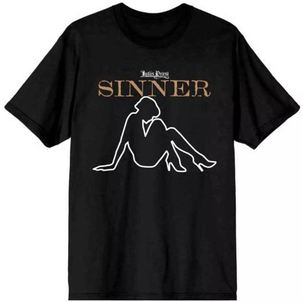 

Judas Priest Sin After Sin Sinner Slogan Lady Black T shirt - NEW XL
