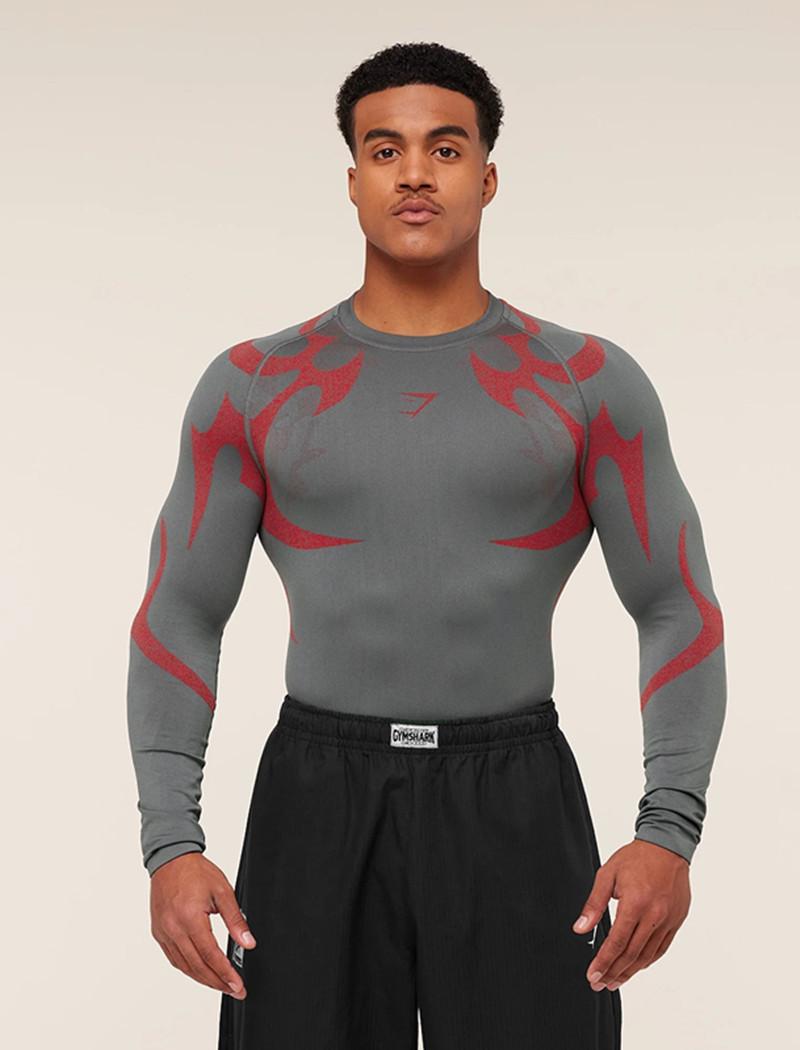 European Men s Slim Fit Long Sleeve Sports Shirt for Running & Training M