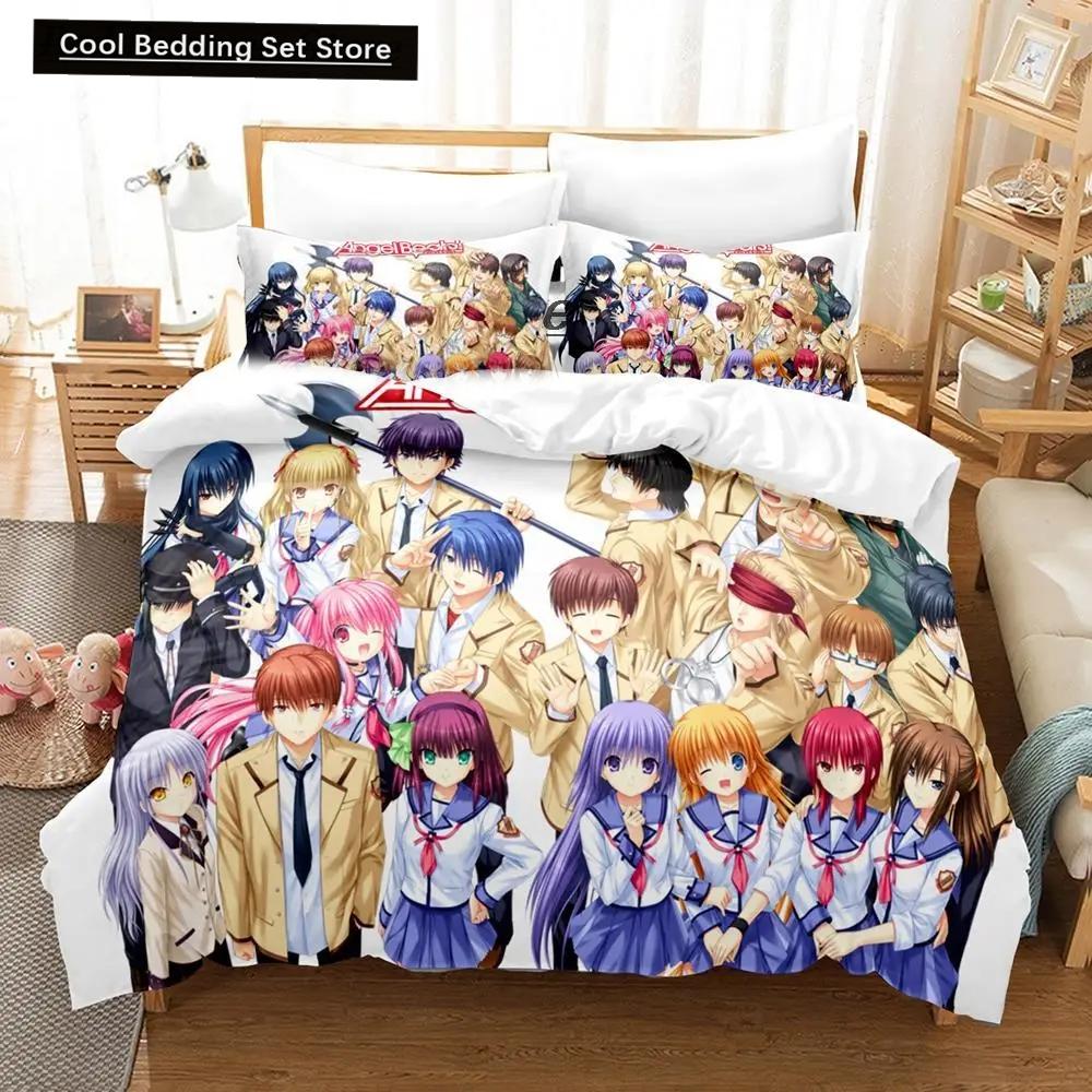3D-Druck Anime Angel Beats Bettwäsche-Set Bettbezug Bettset Bettbezug Kissenbezug Bettdecke King Queen Size Jungen Erwachsene Bettwäsche