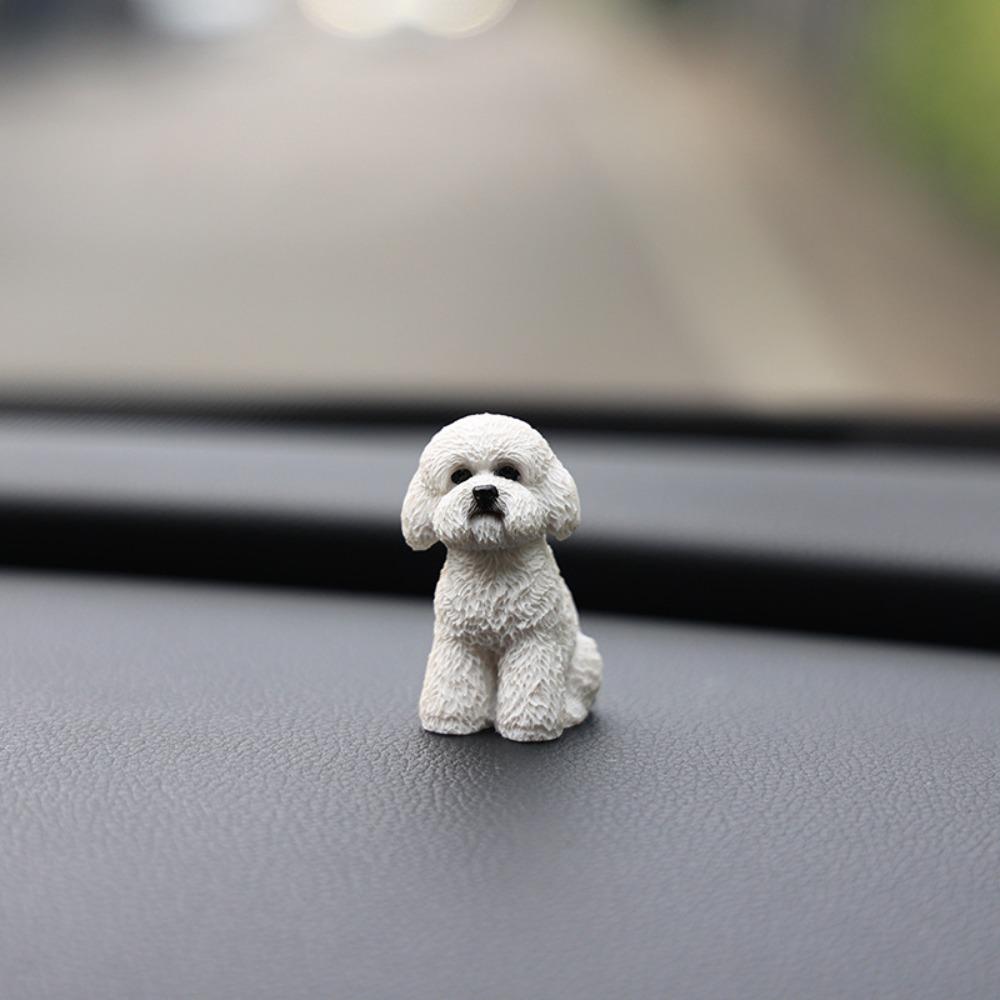Resin Crafts Mini Animal Ornament Simulation Dog Action Figures Poodle Dog Figures  Birthday Gift
