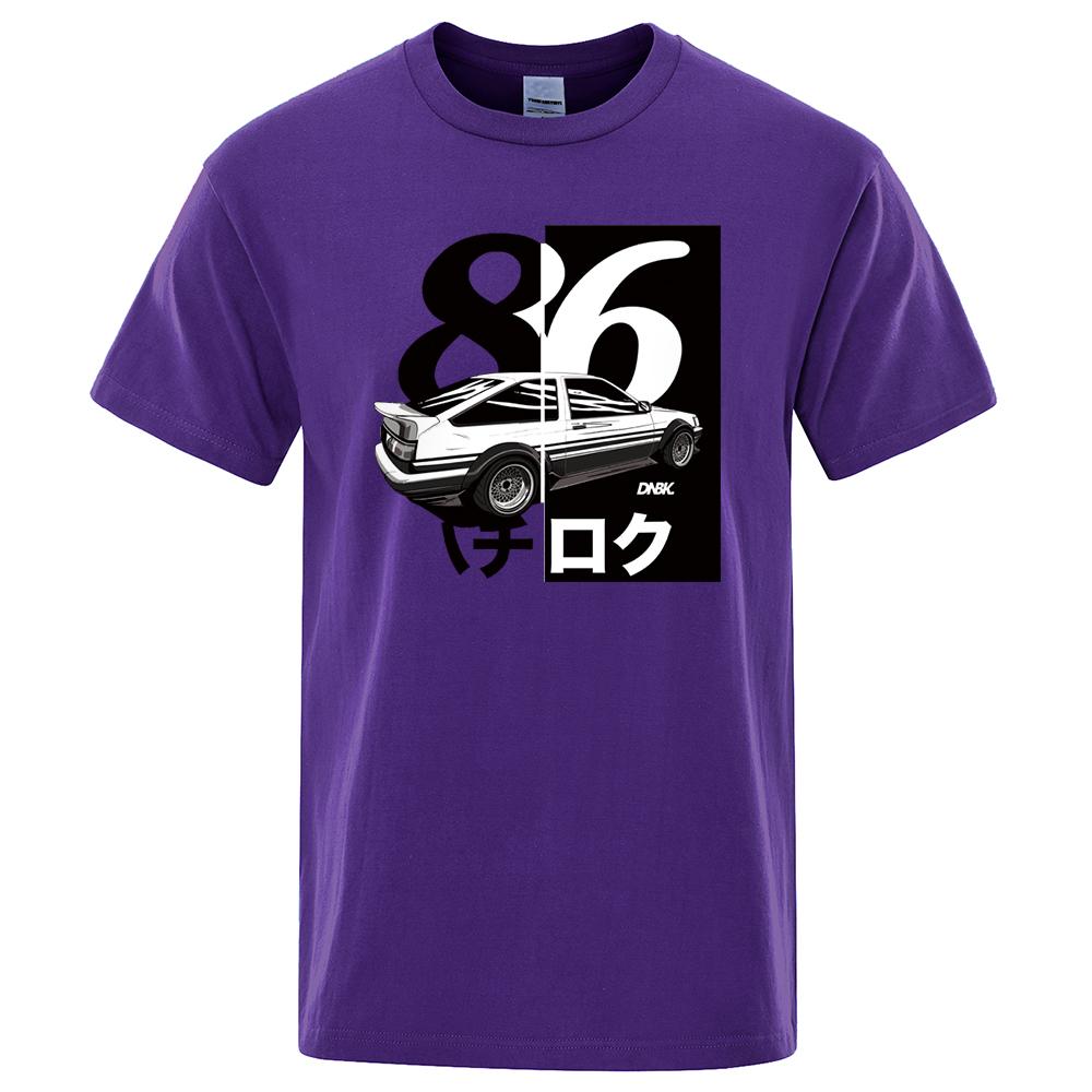 AE86 Initial D Homme T-Shirt Herren Print Drift T-Shirt Mode Cooles T-Shirt Japanischer Anime Kurzarm Sommer Casual Tops
