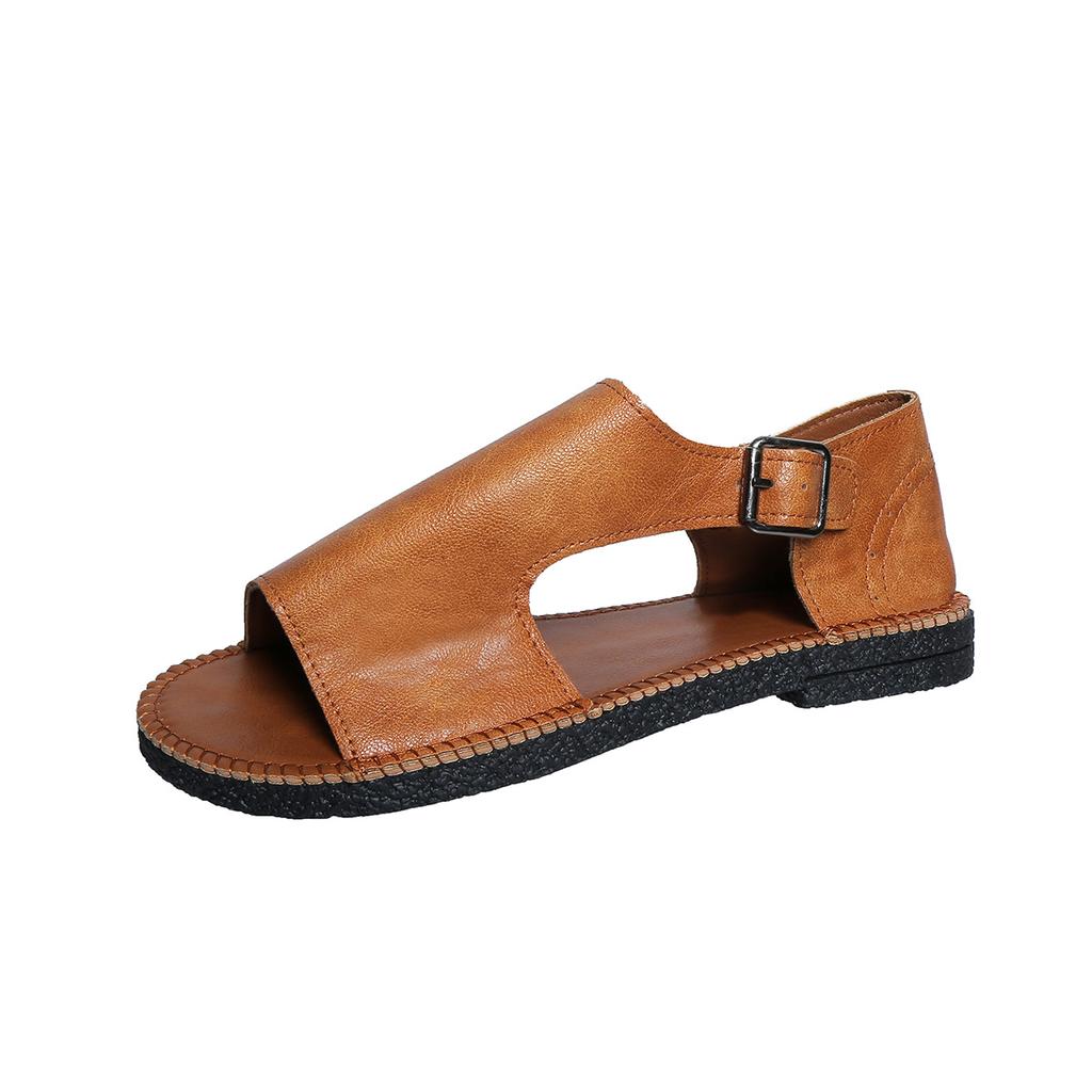 2025 New Summer Women Casual Beach Sandals Vintage Open Toe Gladiator Shoes Buckle Strap Sandals Fashionable and Versatile Shoes