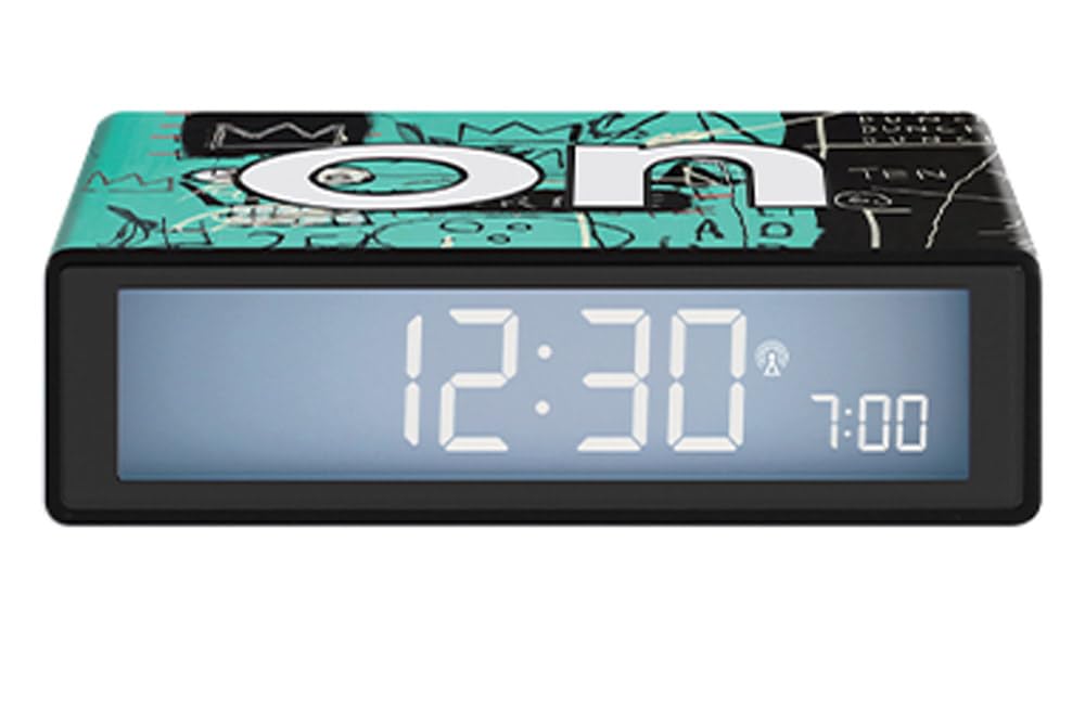 

LEXON LCD Alarm Clock Basquiat Equals Pi battery included Flip+ Jean-Michel Radio-controlled/Snooze function/AAA []