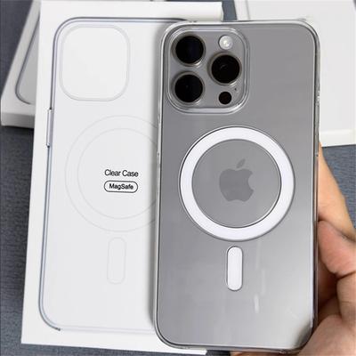 For Magesafe Magnetic Transparent Wireless Charge Case For iPhone 16 15 14 13 12 Mini 11 Pro Max XR X XS 78 16 Plus PC Box Cover