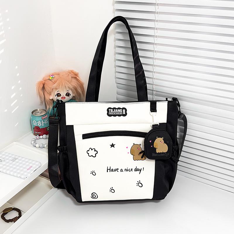 Women's Handbag Cartoon Print Book Bag Student Shoulder Bag Large Capacity Crossbody Bag