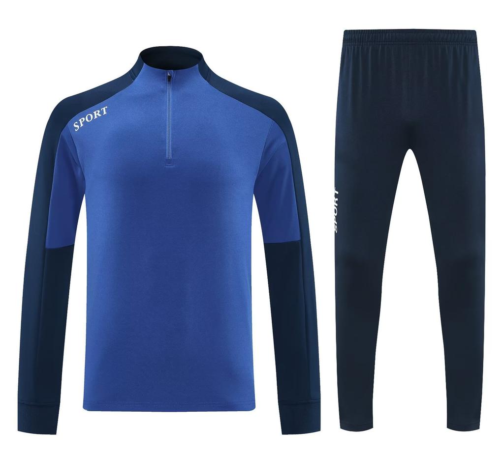 Light Plate Half Zipper Casual Sportswear Basic Trousers Football Training Suit Set