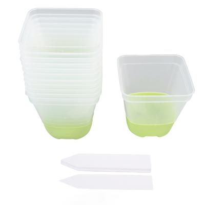 12 st Återanvändbara Plastkrukor för Plantskola med 12 Etiketter Dräneringshål Mjuk Silikonbas Blomsterplantskola