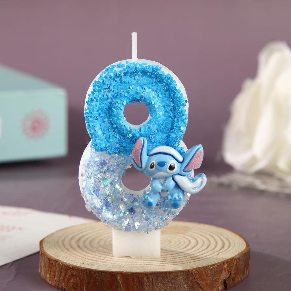 Creative Blue Stitch Birthday Cake Candles for First Birthday Celebration