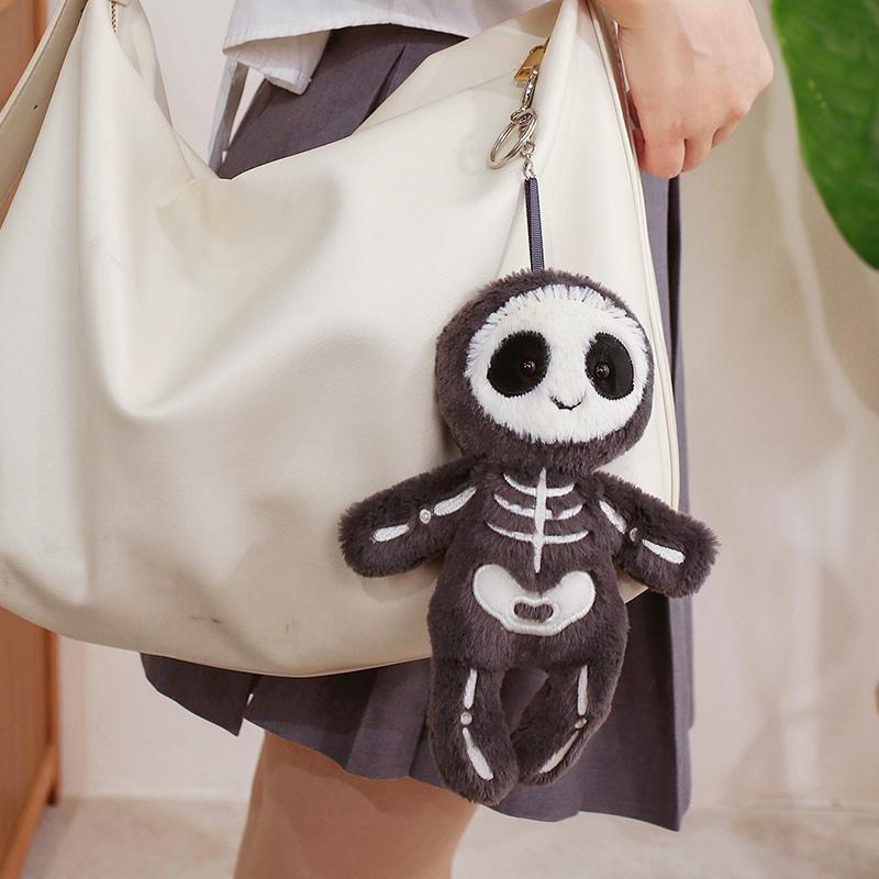 Kawaii Black Devil Skeleton Plush Toys Creative Gothic Skull White Mummy Kids Halloween Gifts Holiday Decor for birthday gift Cuddly Stuffed Fluffy