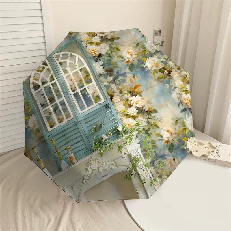 

1PC Floral Wallpapers Umbrella-8-Rib Reinforced Portable Folding Travel Suitable for All Seasons Outdoor Daily Use Is an Ideal Choice -K0327
