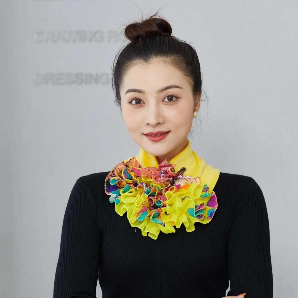 Damen Farbiger Latzkragen Plus Samt Dicker Blumenkragen Mode Nackenschutz Falscher Kragen