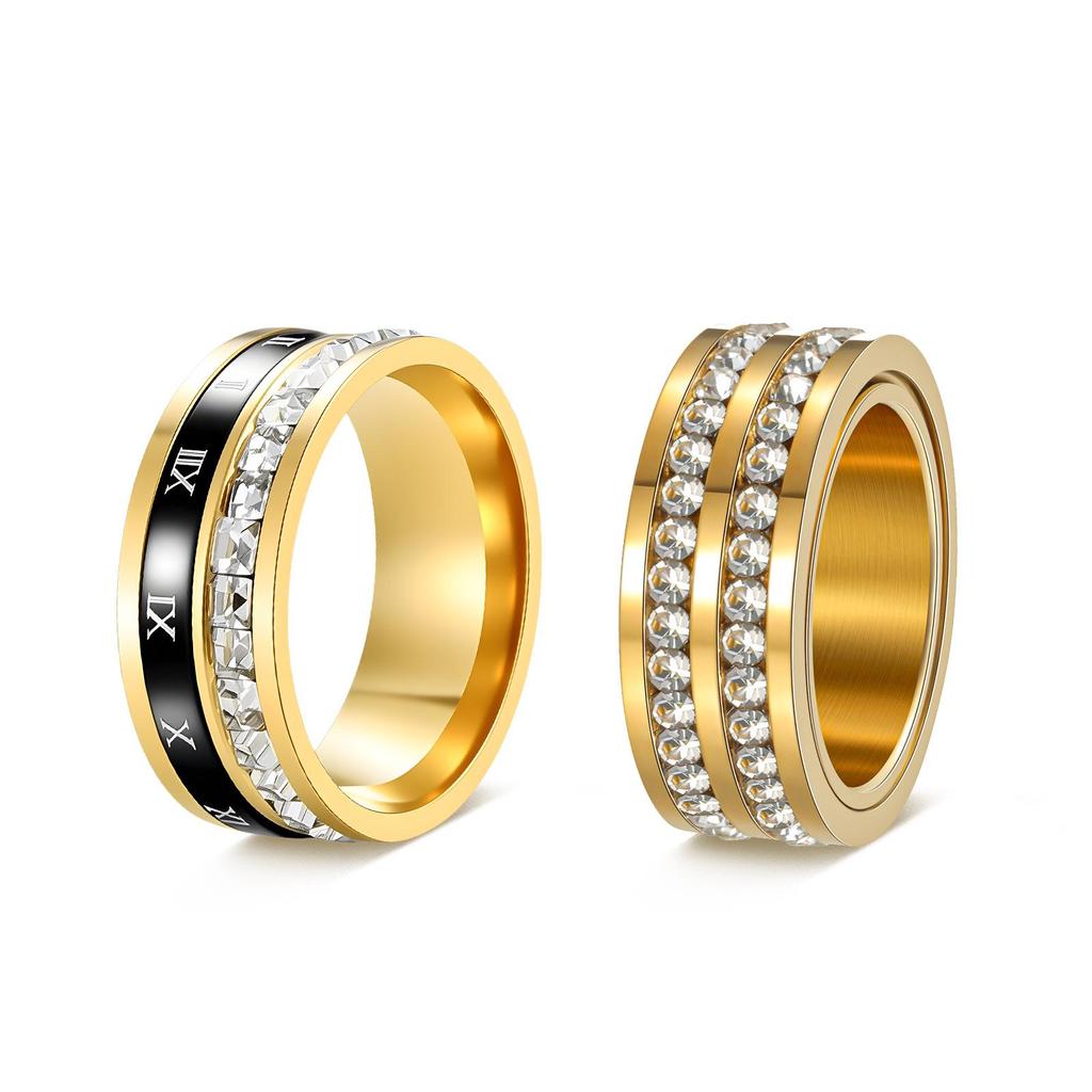 Neuer Stil Strassstein Design Edelstahl Partnerring Set
