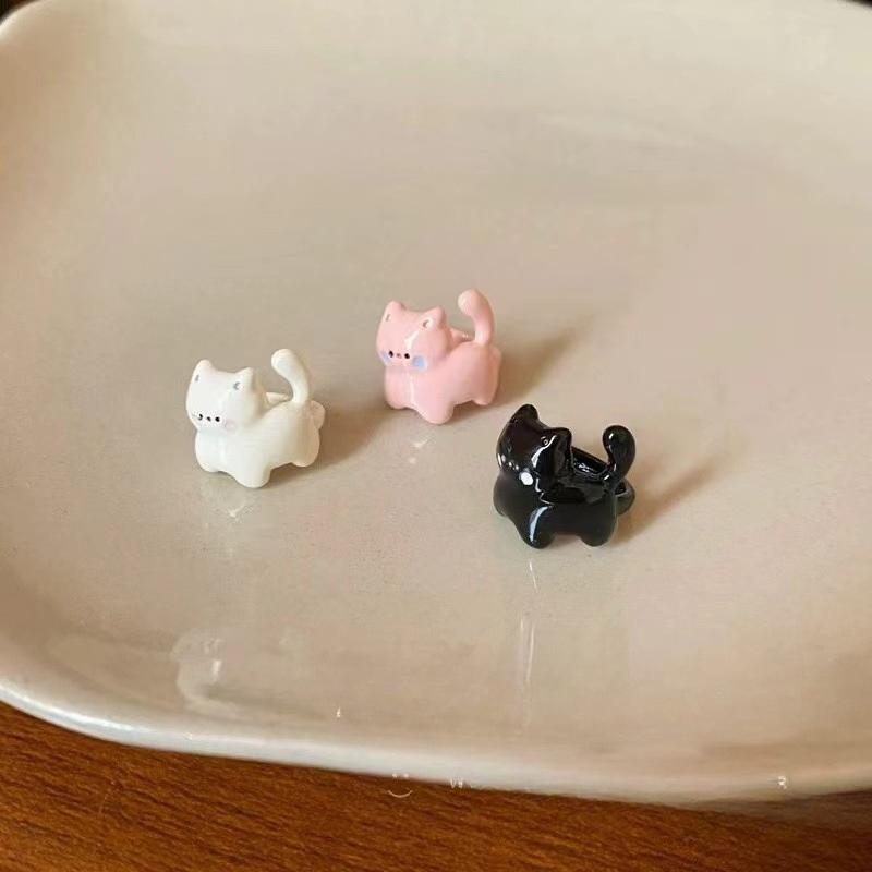 Femei Minunat Desene Animate Pisică Cercei Clip în Formă de U Fals Piercing Coreean Delicat Negru Alb Pisică Cercel Bijuterii Accesorii