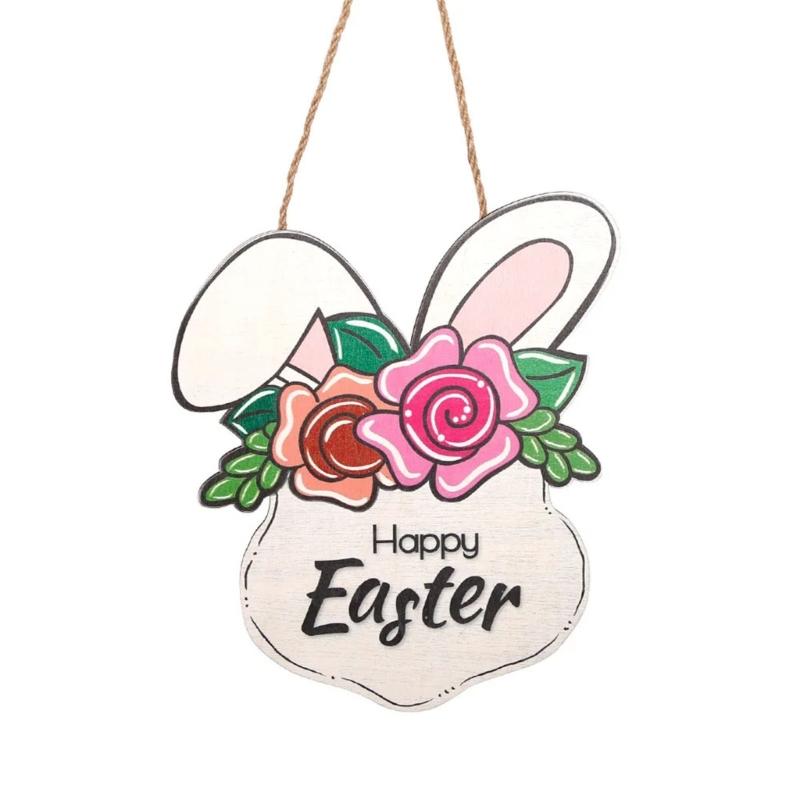 Hanging Sign Happy Easter Porch Welcome Sign for Door Wall Hanging Greetings Pendant Supplies Festival Adorment