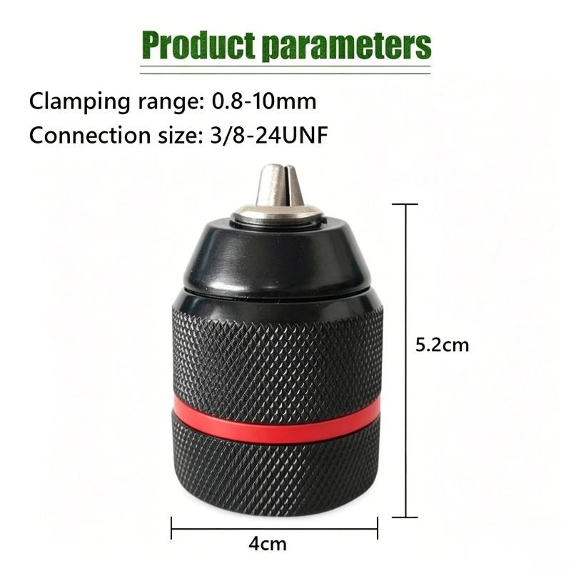 10Mm Hard Metal Drill Chuck Self Locking Keyless Electric Tools 3/8-24Unf Thread For Rechargeable Electric Drills