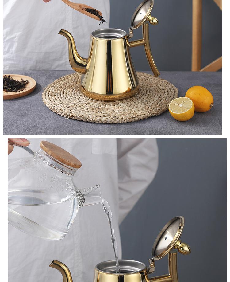 Stainless Steel European-Style Non-Magnetic Kettle Teapot with Filter – Universal for Household, Hotel, and Induction Cookers.