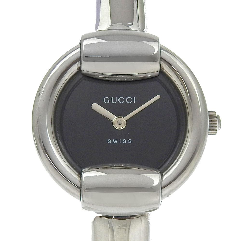 

GUCCI Bangle Watches 1400L blackDial Stainless Steel Quartz Analog display Women Used