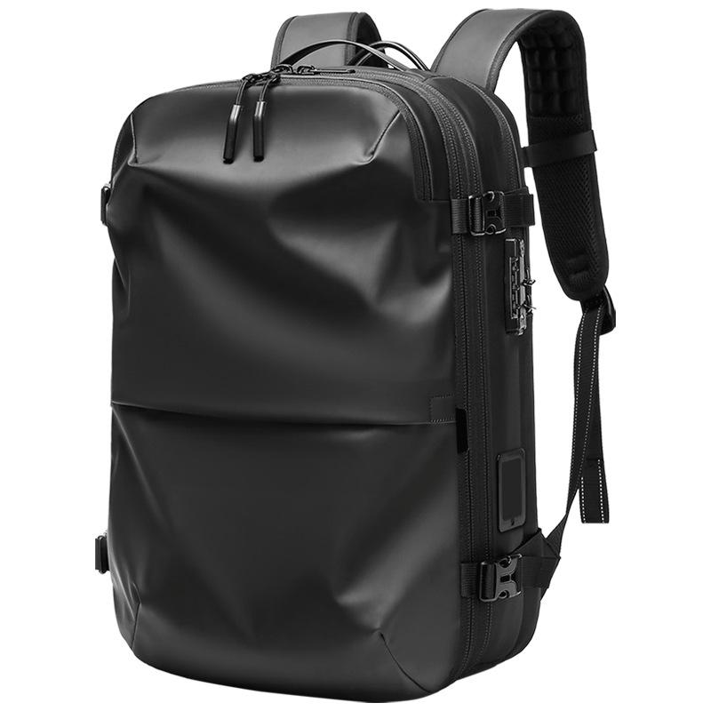 Ryggsäck för män med expanderbar stor kapacitet och vakuumkompression med en knapp för affärer, resor och pendling