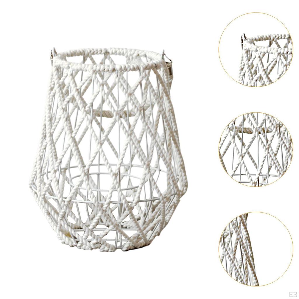 Hängender Kerzenhalter Deko Gewebter Tisch-Drahtkäfig mit Griff Laterne für