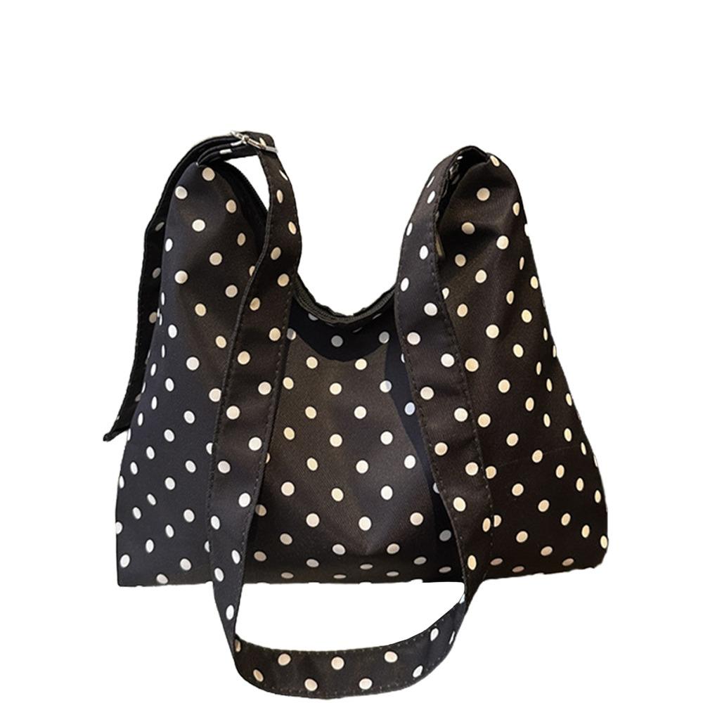 Stilvolle Polka-Dot-Print-Tragetasche Glatter Reißverschluss Leichte Umhängetasche Große Kapazität Lässige Handtasche für Damen