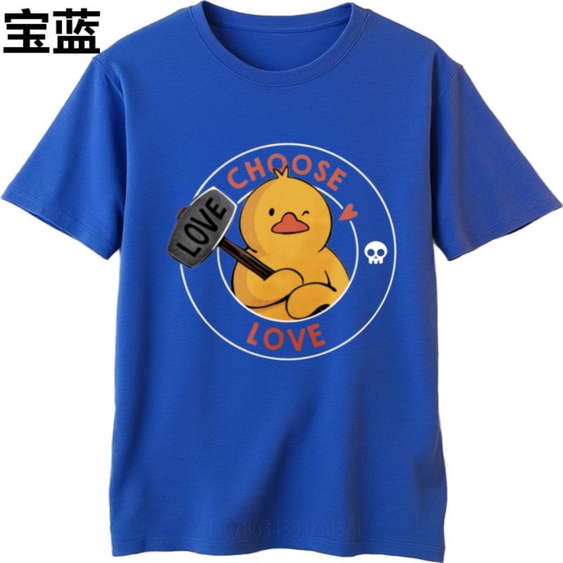 Printed Unisex Crew Neck t shirt unisex Choose Love Duck With Hammer And Skull Trendy Teenagerss male tshirt brand