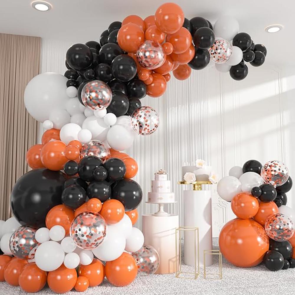 Halloween Balloons Garland White Black Orange Confetti Balloon Arch Kit Birthday Party Baby Shower Home Party Decoration Globos