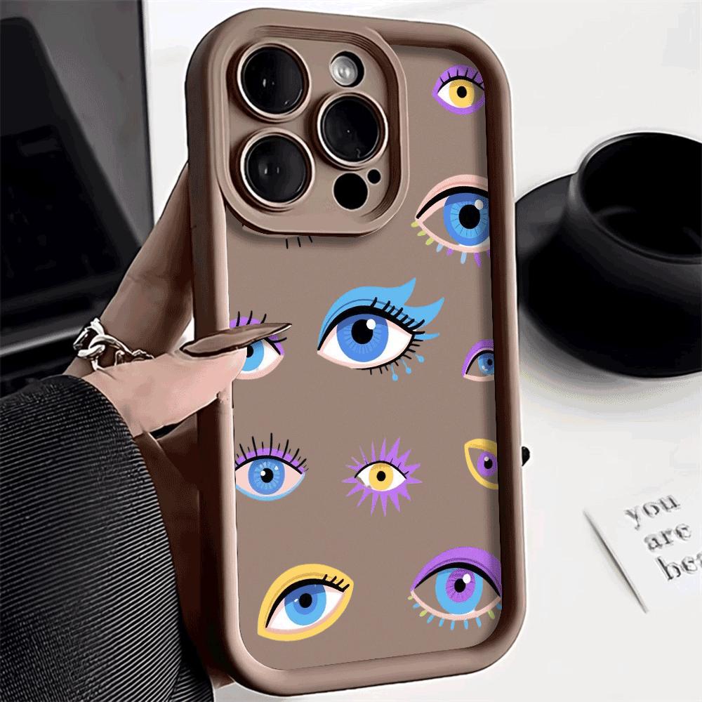 Colorful Whimsical Eye Illustrations Phone Case for iPhone 16 15 14 13 12 11 Pro Max Plus Anti Scratch, Gel Flexible Protective