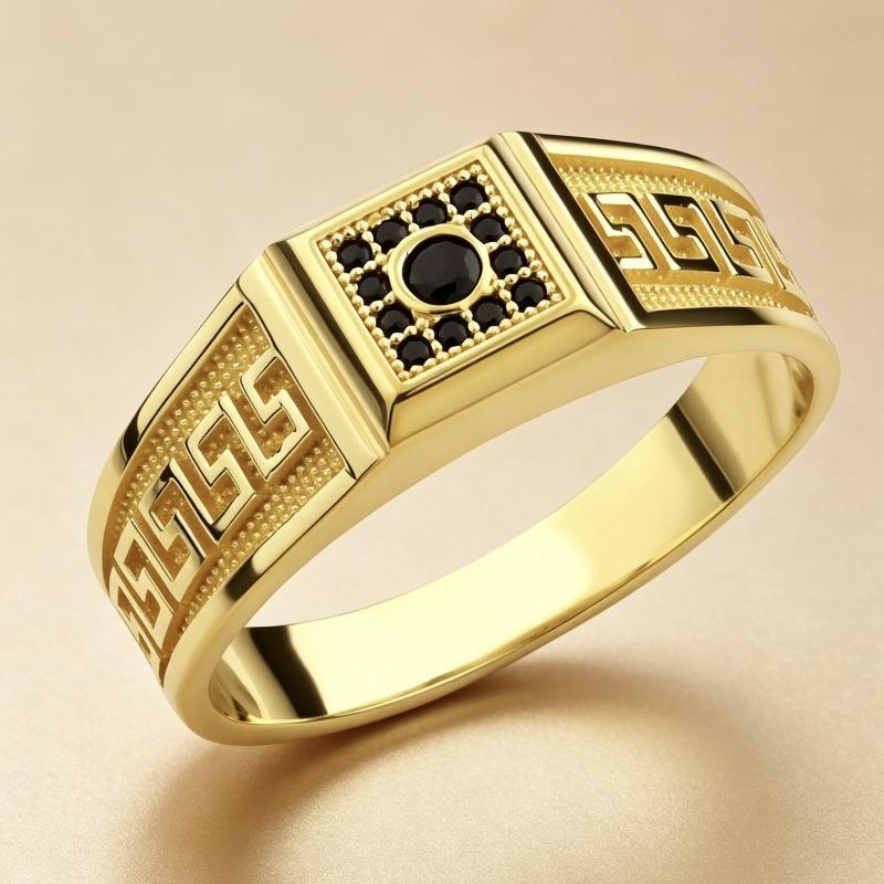 New Men s Ring Gold Ring Men s Hip Hop European and American Jewelry No. 7