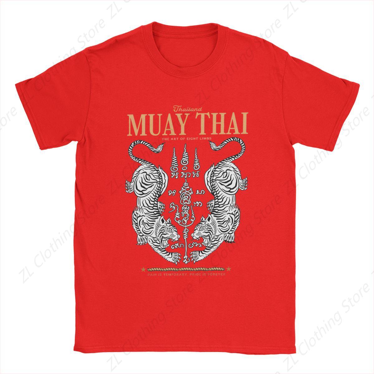 

Классическая мужская футболка Muay Thai Twin Tiger Boxing Fighter Vintage Tees Футболка с коротким рукавом и круглым вырезом из хлопка, летний мерч XXXXXL красный