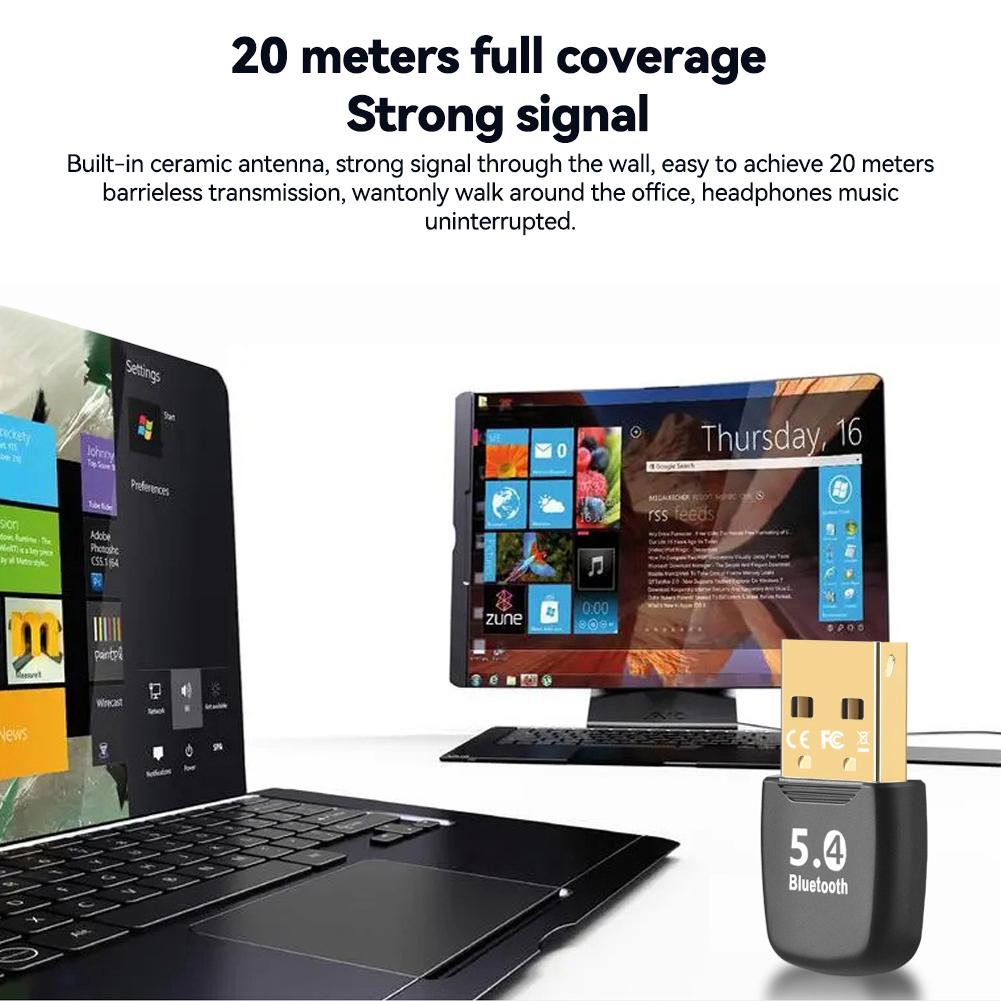 USB Bluetooth 5.4 Adapter Receiver Transmitter Drive Free for PC Speaker Wireless Mouse Keyboard Music Audio