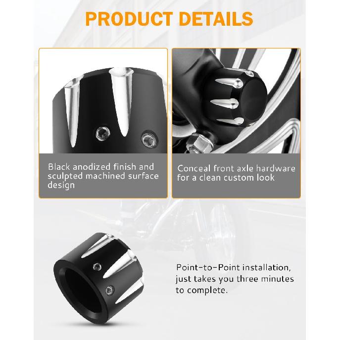 PBYMT Black Front Axle Nut Cover Cap CNC Aluminum Compatible For Harley Davidson Touring Road King Street Glide Electra Glide Softail Sportster Iron