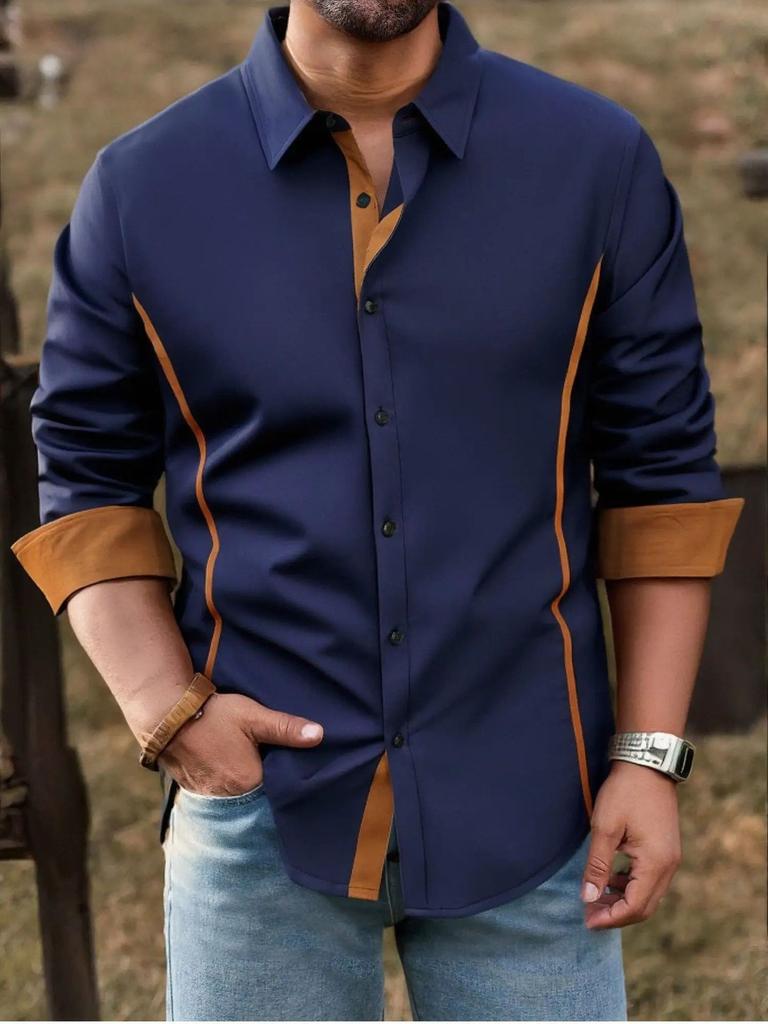 Spring And Autumn Men'S Long Sleeve Shirt