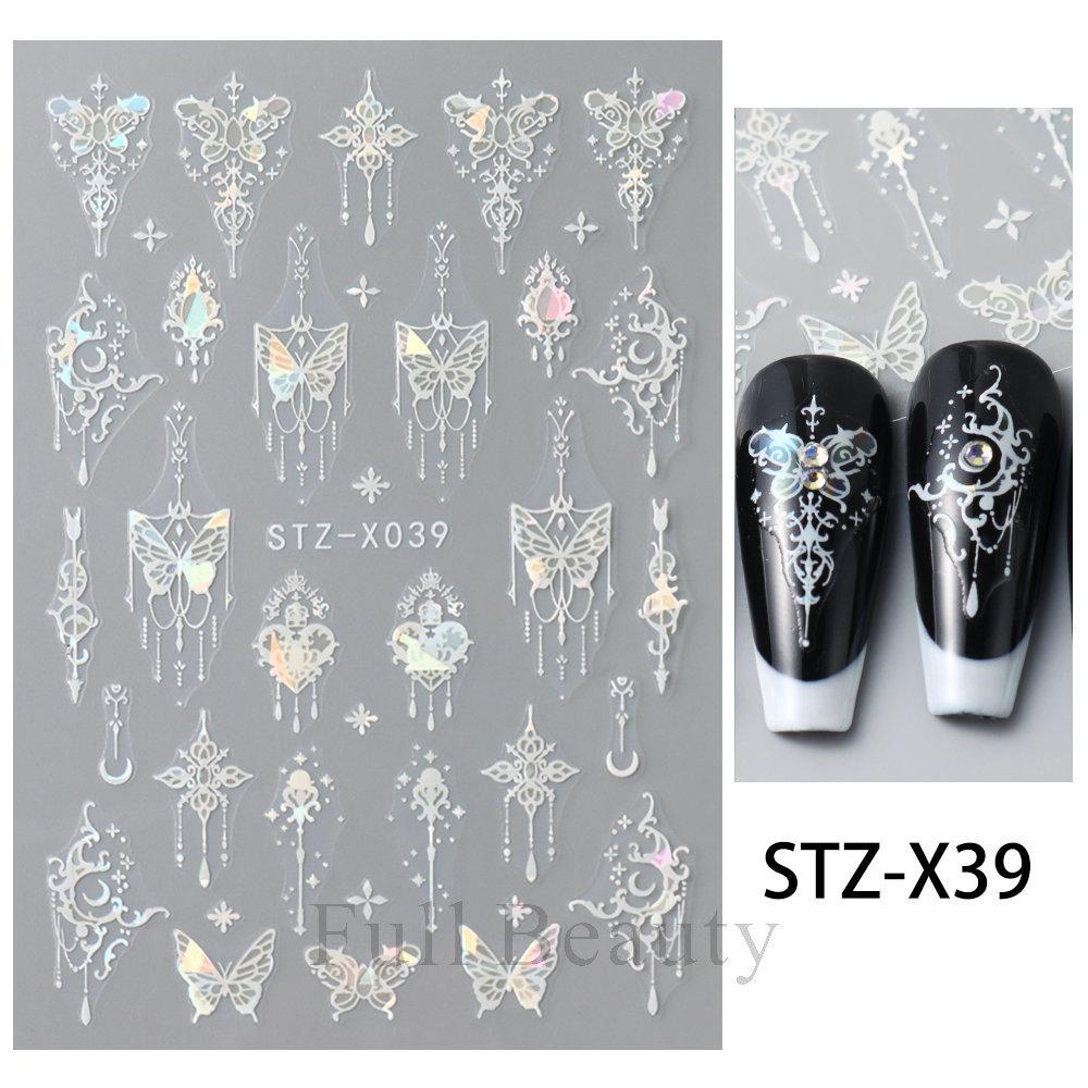 Nail Art Stickers New Chinese Style Butterfly Cat Eye Butterfly Beads Adhesive Nail Stickers
