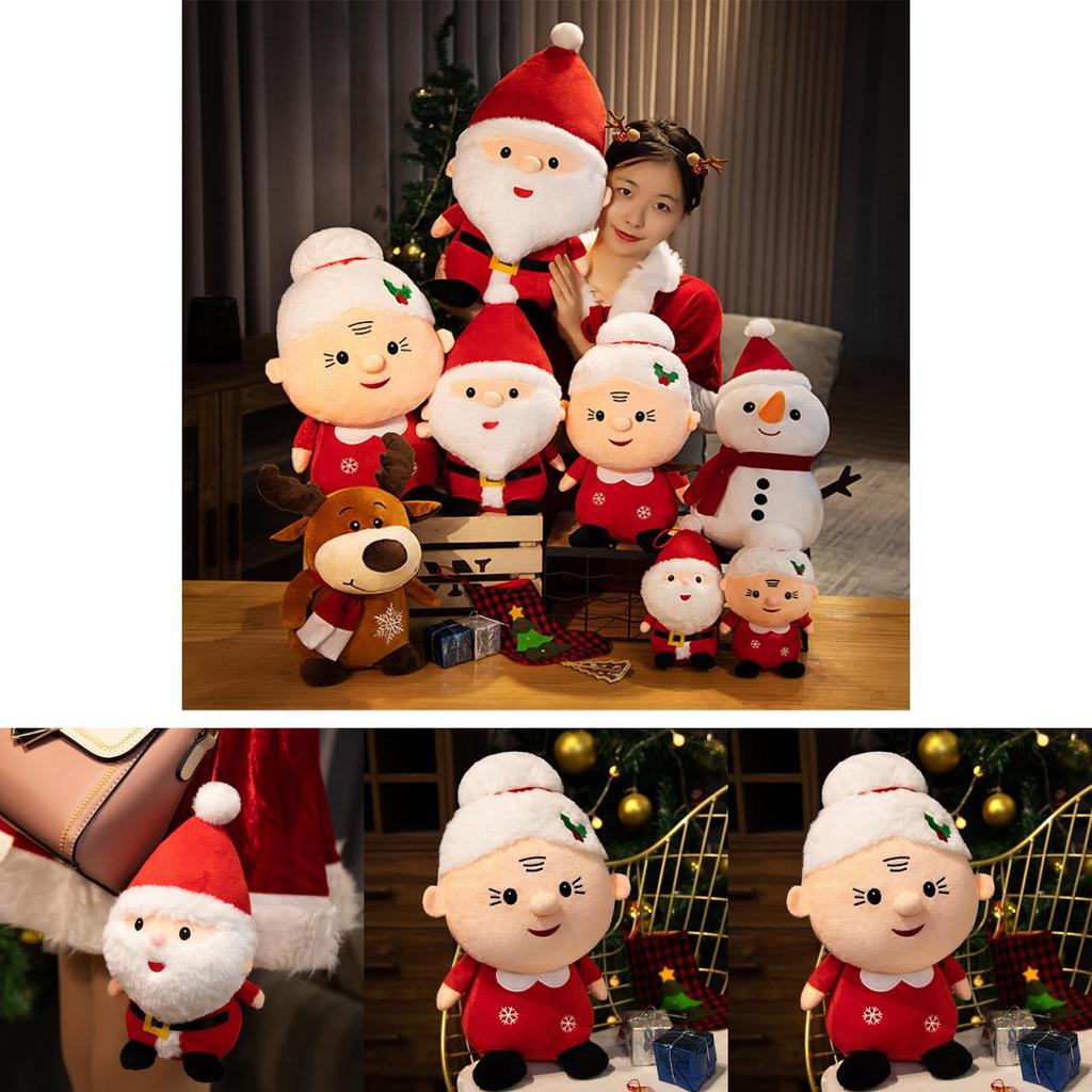 Christmas Reindeer Santa Claus Snowman Plush Doll With Soft Short Plush For Holiday Decor And Gift Giving