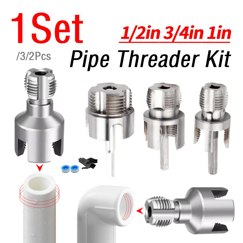 Integrated Internal External Pipe Threading Tool 1/2in 3/4in 1in Dual-Function Drill Compatible Threading Tool for Home Repairs