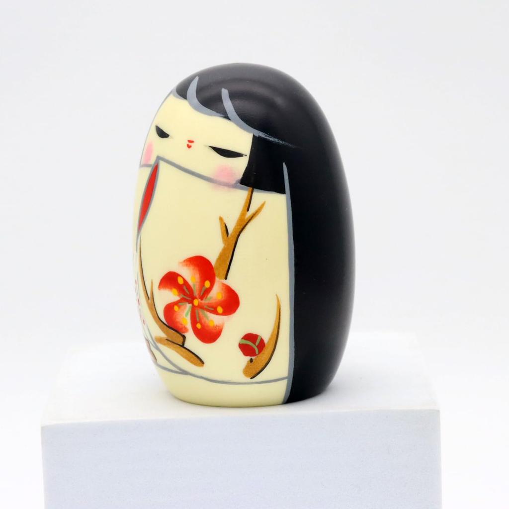 Castle Enterprise Spring Thinking Kokeshi Handcrafted Wooden Japanese Doll 8.62 X 5.9 Cm Made In Japan