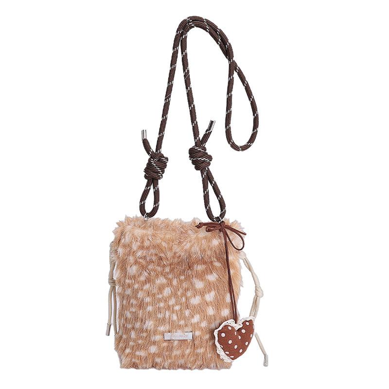 2025 new winter fashion trend versatile plush mobile phone bag simple and cute high-end shoulder messenger bag