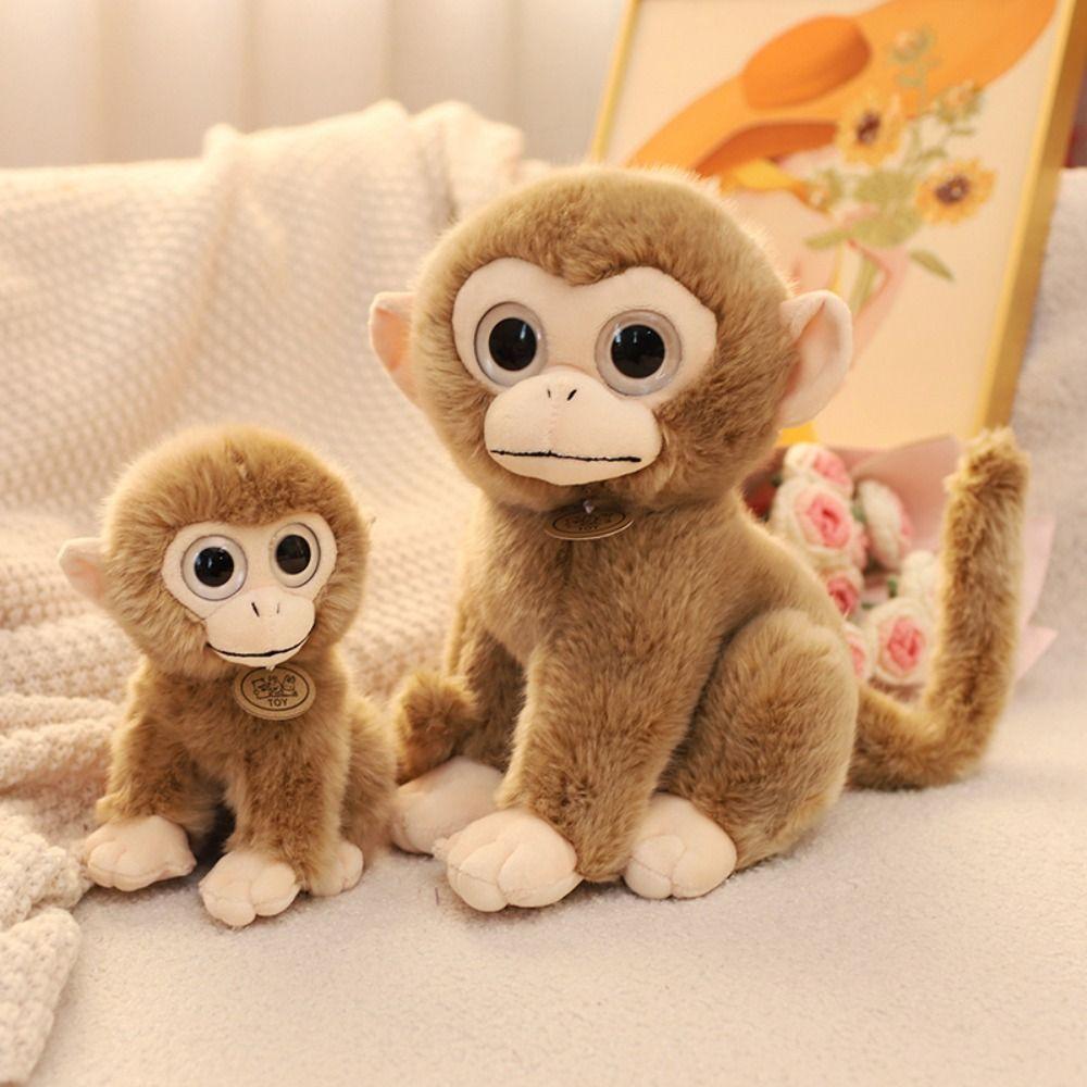 Big Eyed Golden Monkey Plush Long Tail Brown Monkey Dolls Baby Toy Monkey Stuffed Toy Kids Toy