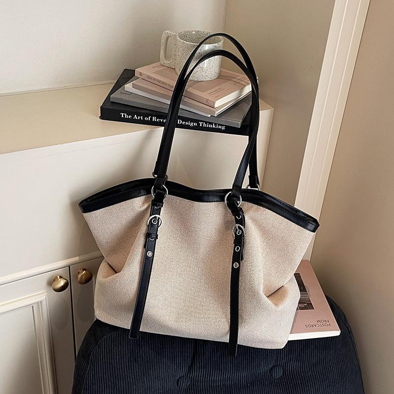 IELGY Casual Large-Capacity Canvas Bag Lightweight All-Match Commuter Shoulder Simple Portable Tote Bag